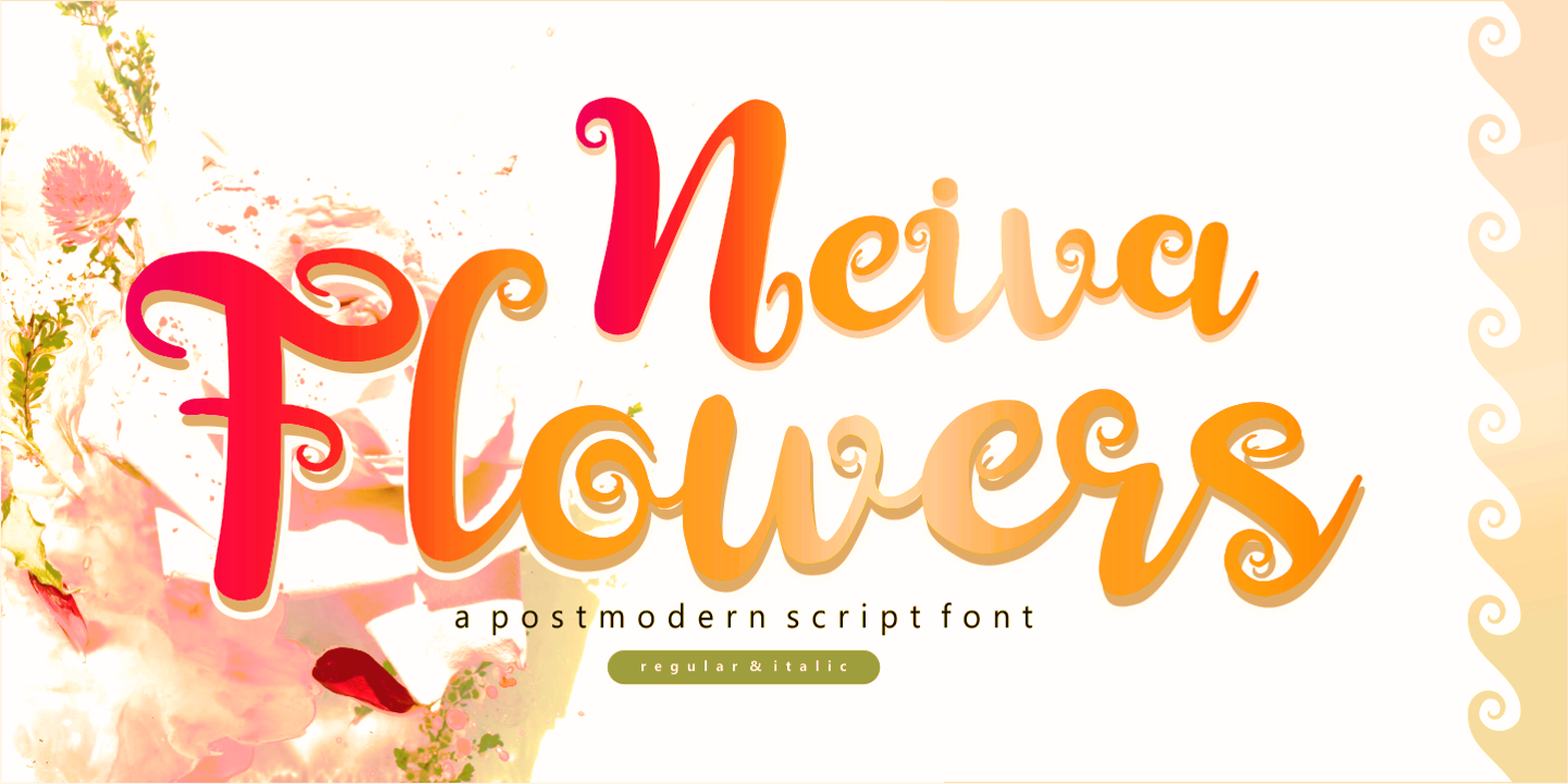 Ejemplo de fuente Neiva Flowers Italic
